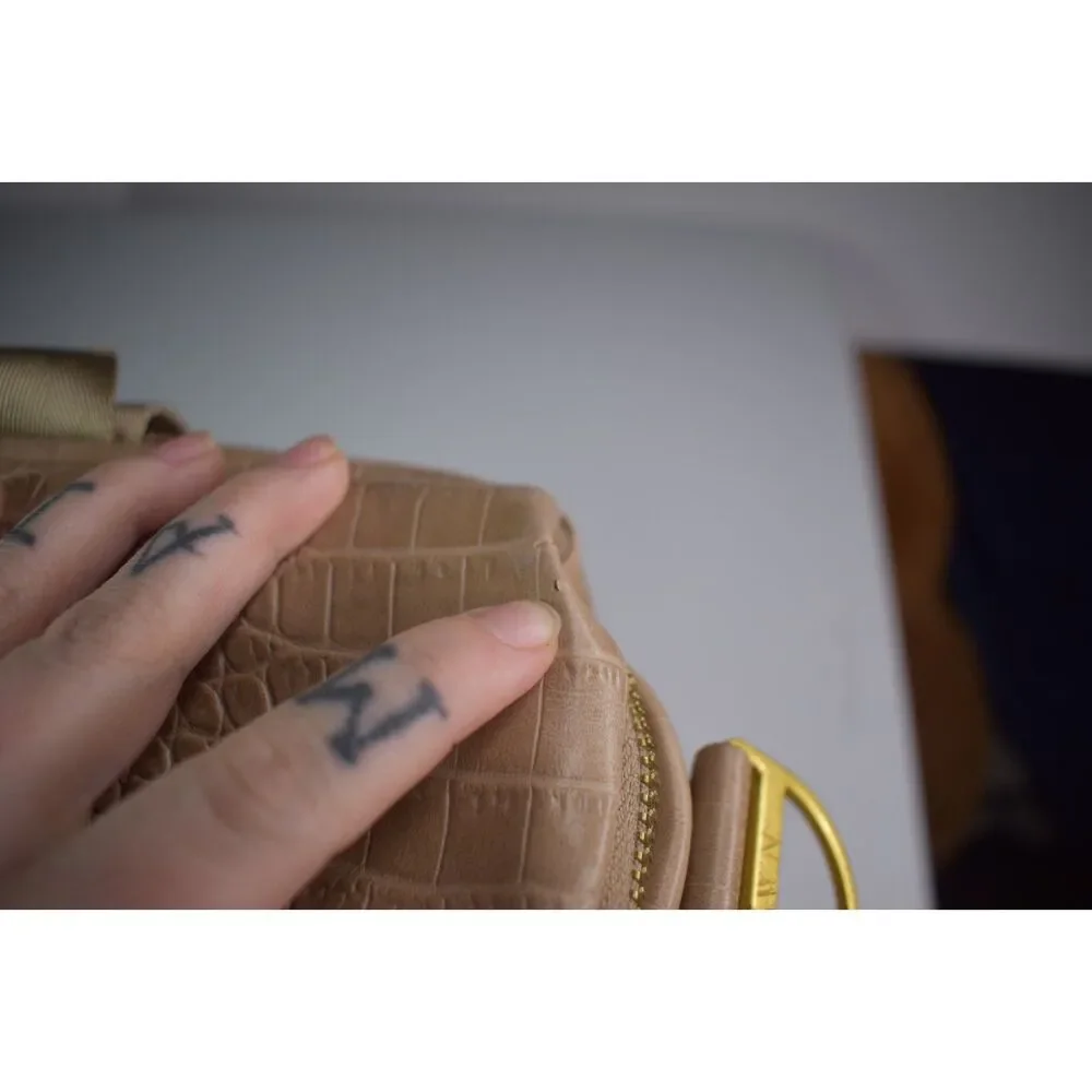 Fawn Designs The Original Diaper Bag Beige Tan Alligator Faux Leather Backpack
